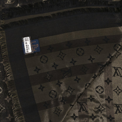 Louis Vuitton Silk Lurex Wool So Shine Monogram Shawl Black 3 of 3