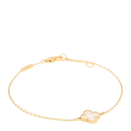 Van Cleef & Arpels 18K Yellow Gold Mother of Pearl Sweet Alhambra Bracelet 1 of 4