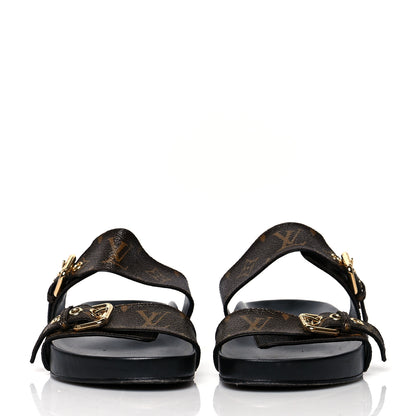 Louis Vuitton Monogram Bom Dia Mule Sandals 39 Black 2 of 10
