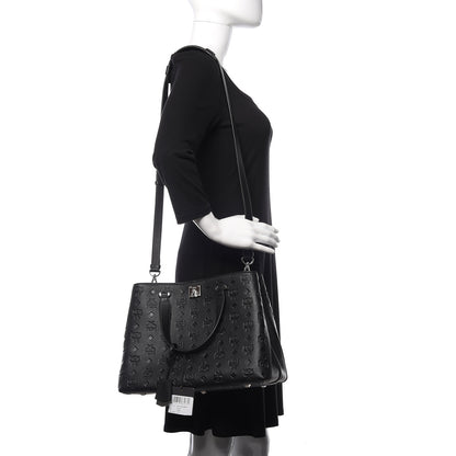 MCM Calfskin Ottomar Monogram Large Essential Tote Black 2 of 9
