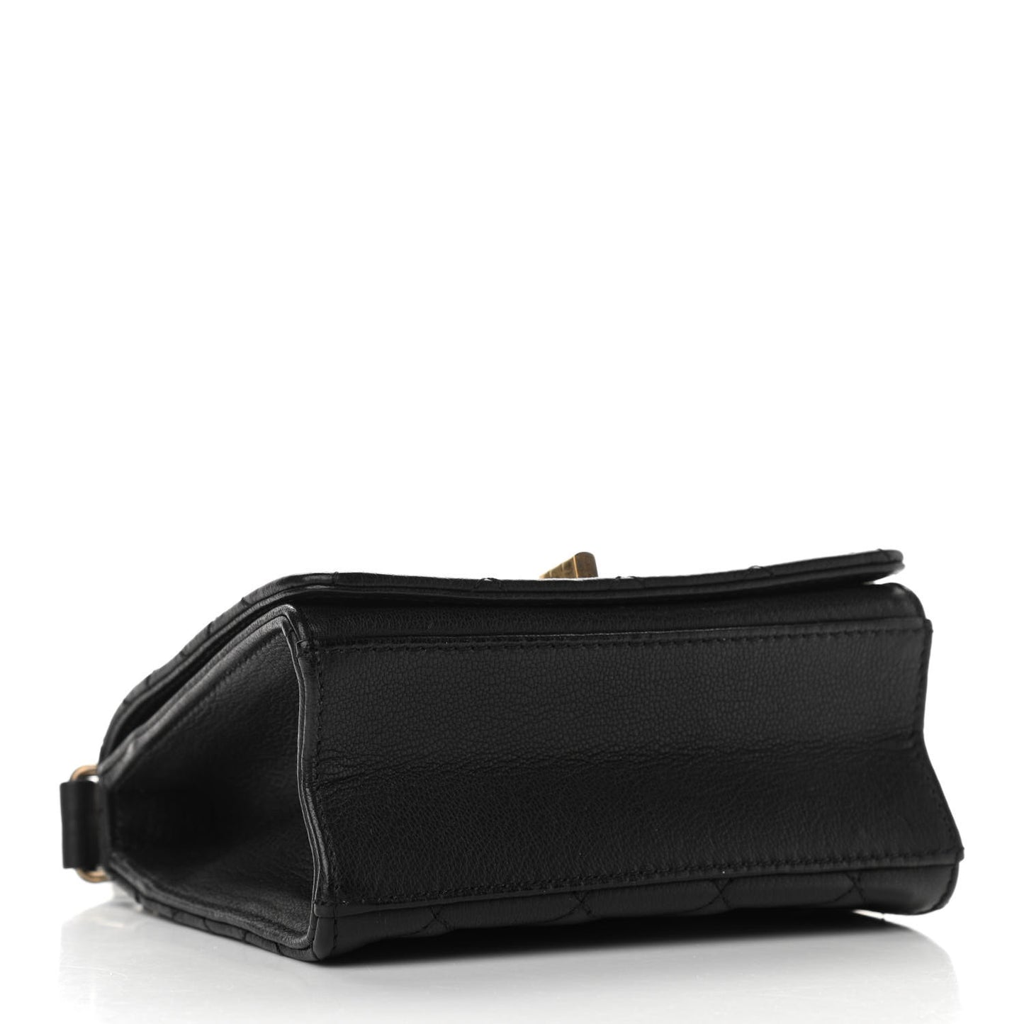 Goatskin Quilted Small Rita Top Handle Flap Black