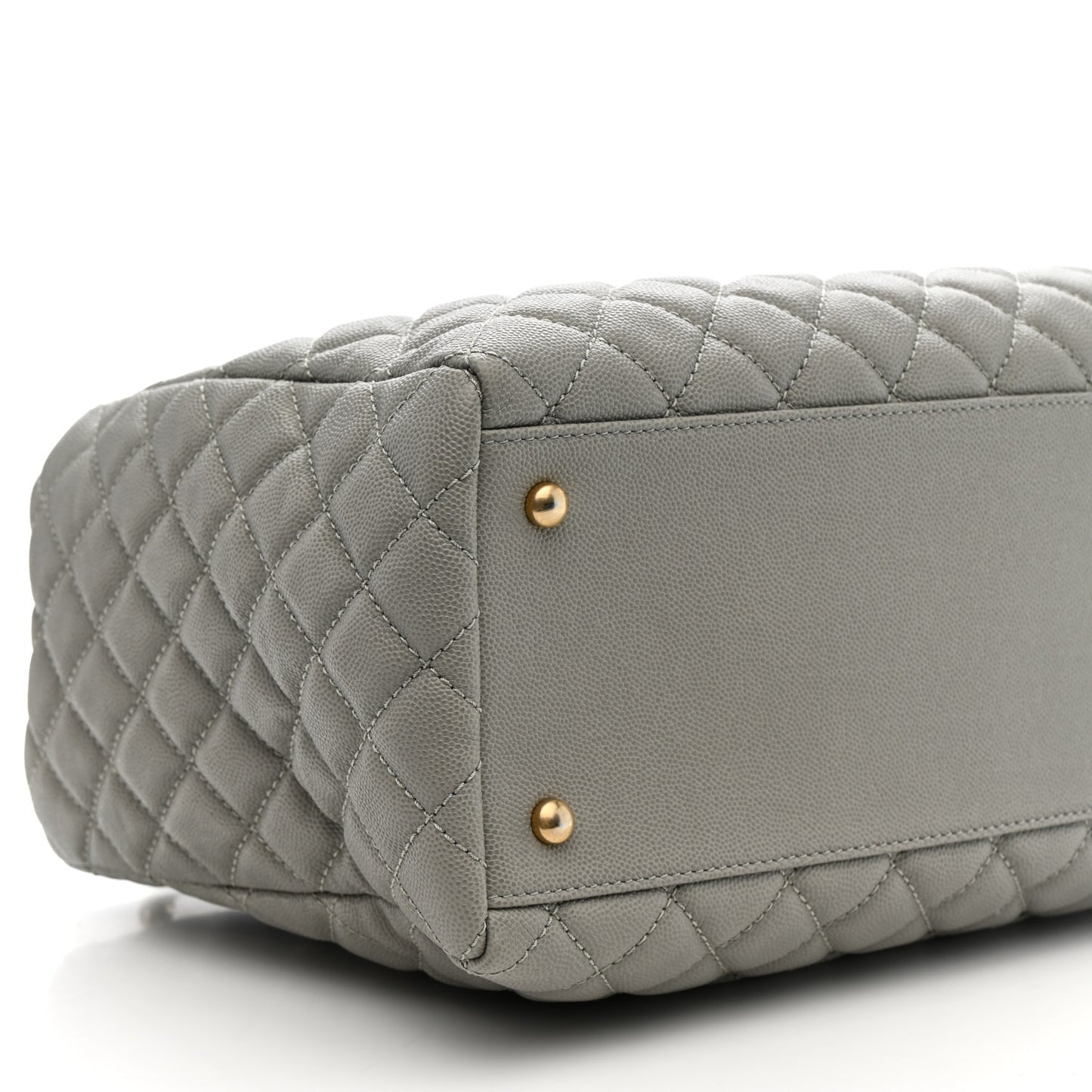 Caviar Quilted Coco Handle Shopping Tote Grey