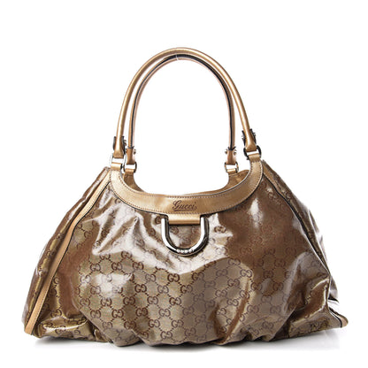 Gucci Crystal Monogram Large D Gold Hobo Gold 1 of 9