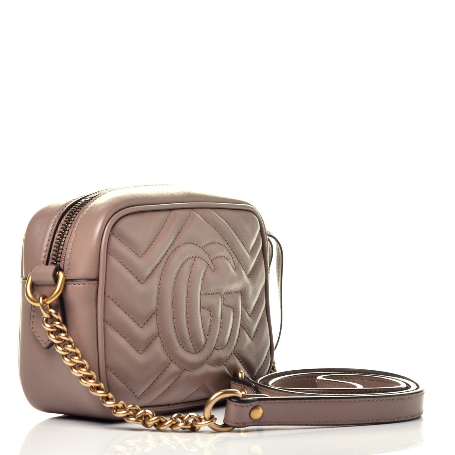 Calfskin Matelasse Mini GG Marmont Chain Shoulder Bag Porcelain Rose
