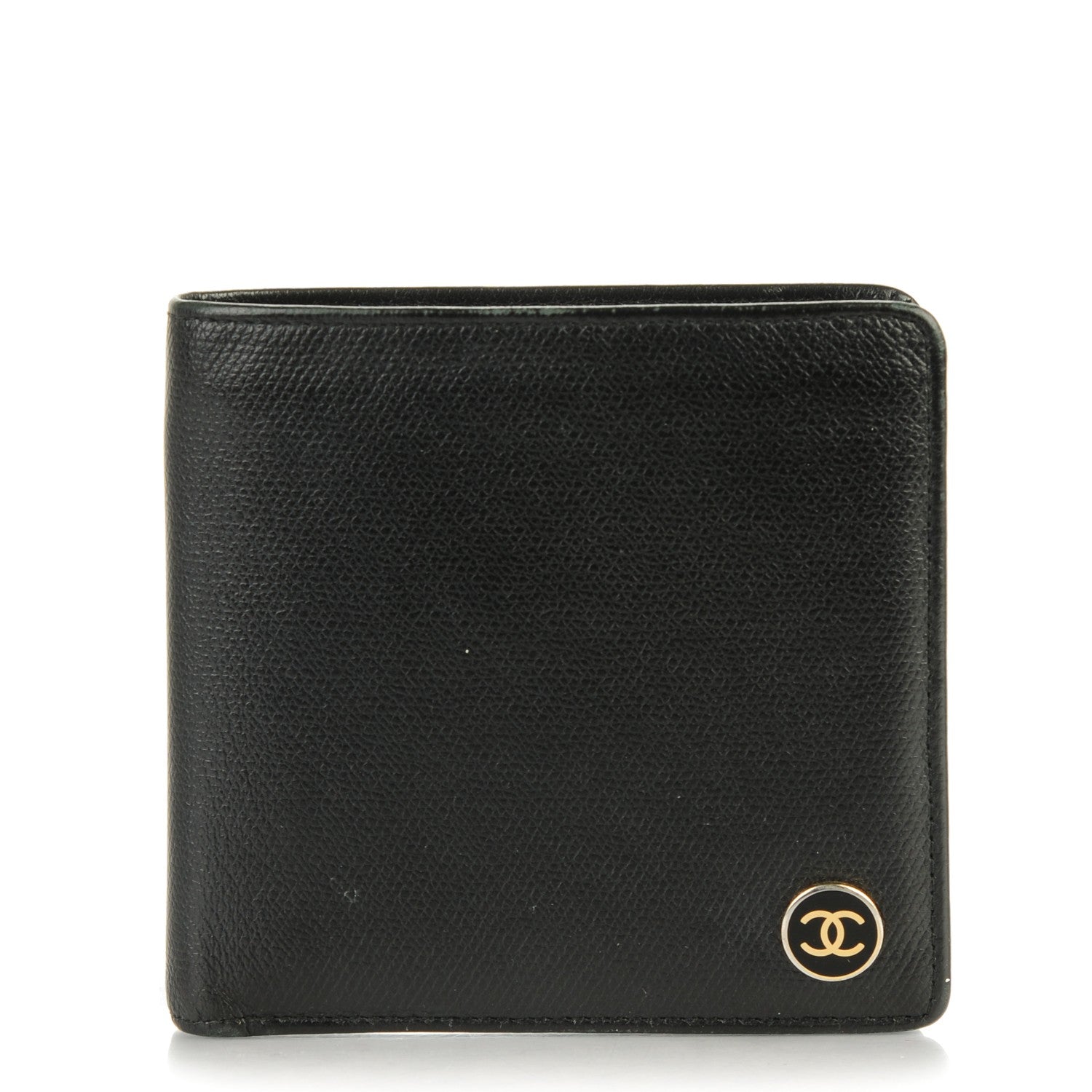 Chanel Grained Calfskin CC Button Bi-Fold Wallet Black 1 of 8