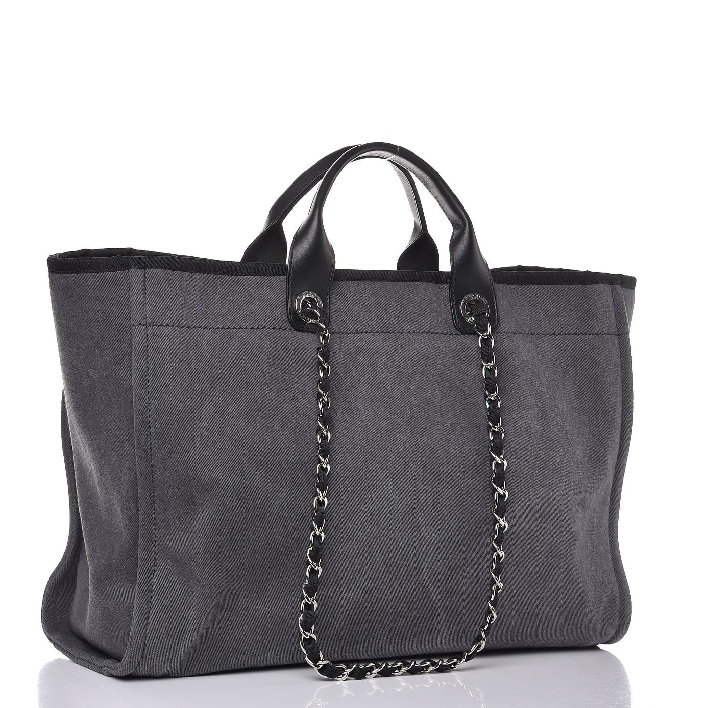 Canvas Sequin Large Deauville Tote Charcoal