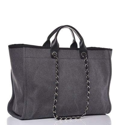 Chanel Canvas Sequin Large Deauville Tote Charcoal 3 of 8