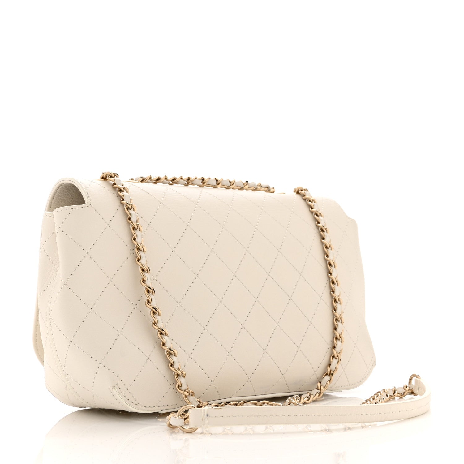Chanel Calfskin Stitched Medium Covered CC Flap Bag White 3 of 10