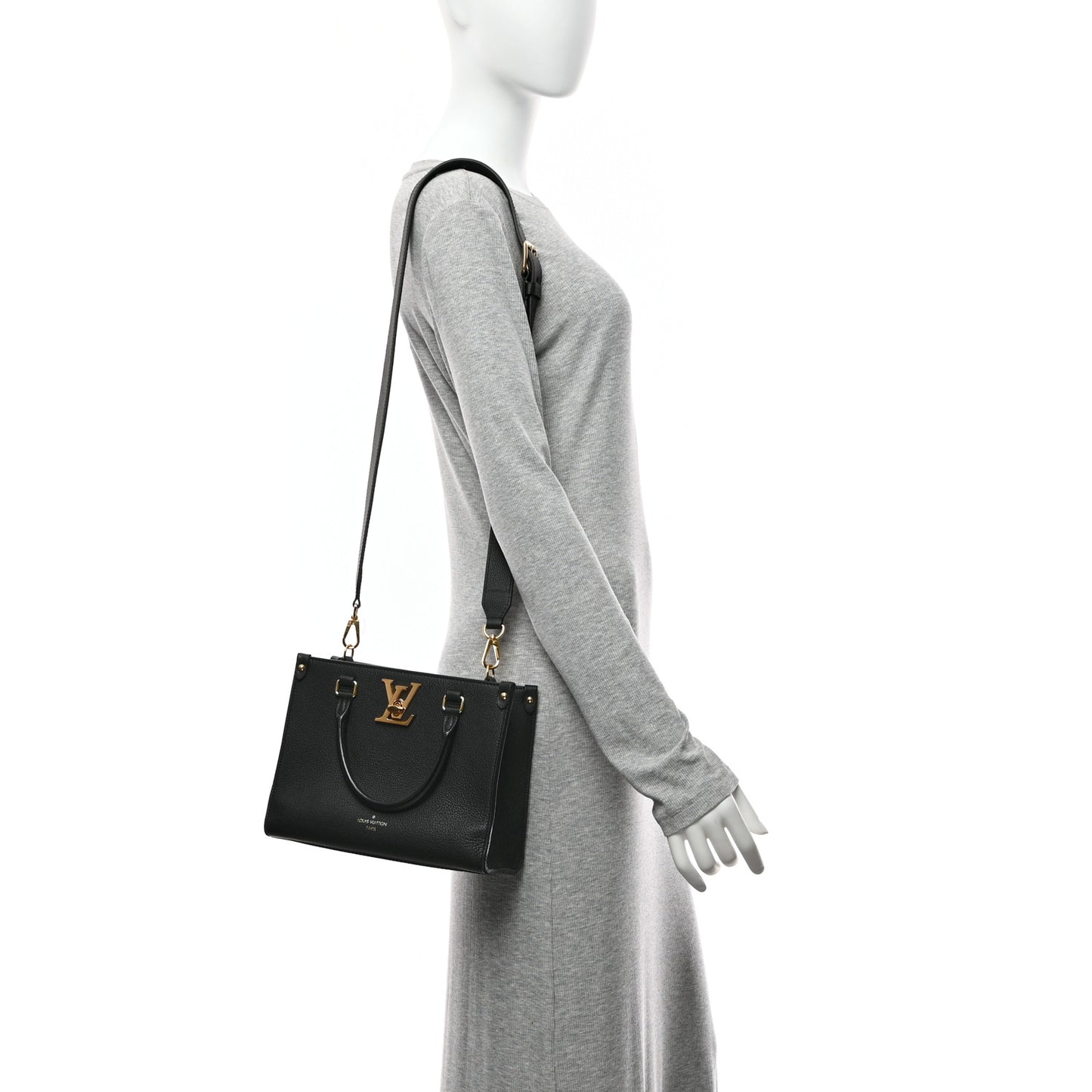 Calfskin Lock & Go Tote Black