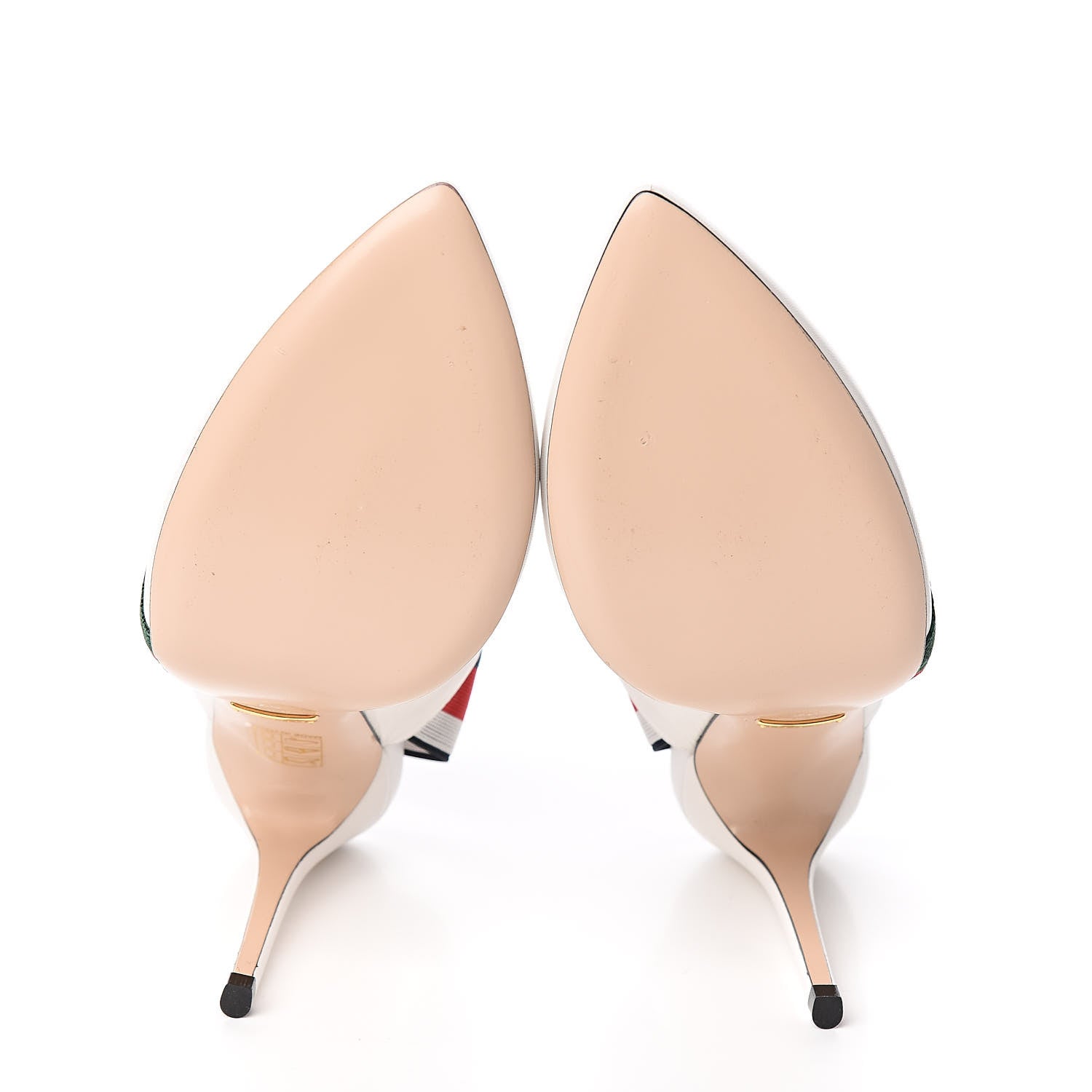 Gucci Malaga Kid Web Sylvie High Heel Slingback Pumps 37 White 5 of 13