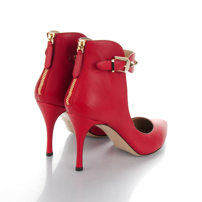 Valentino Garavani Calfskin Rockstud Ankle Strap Pumps 39.5 Red 4 of 8