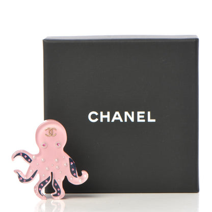 Chanel Metal Resin Strass Octopus CC Brooch Gold Pink Blue Pearly White 5 of 5