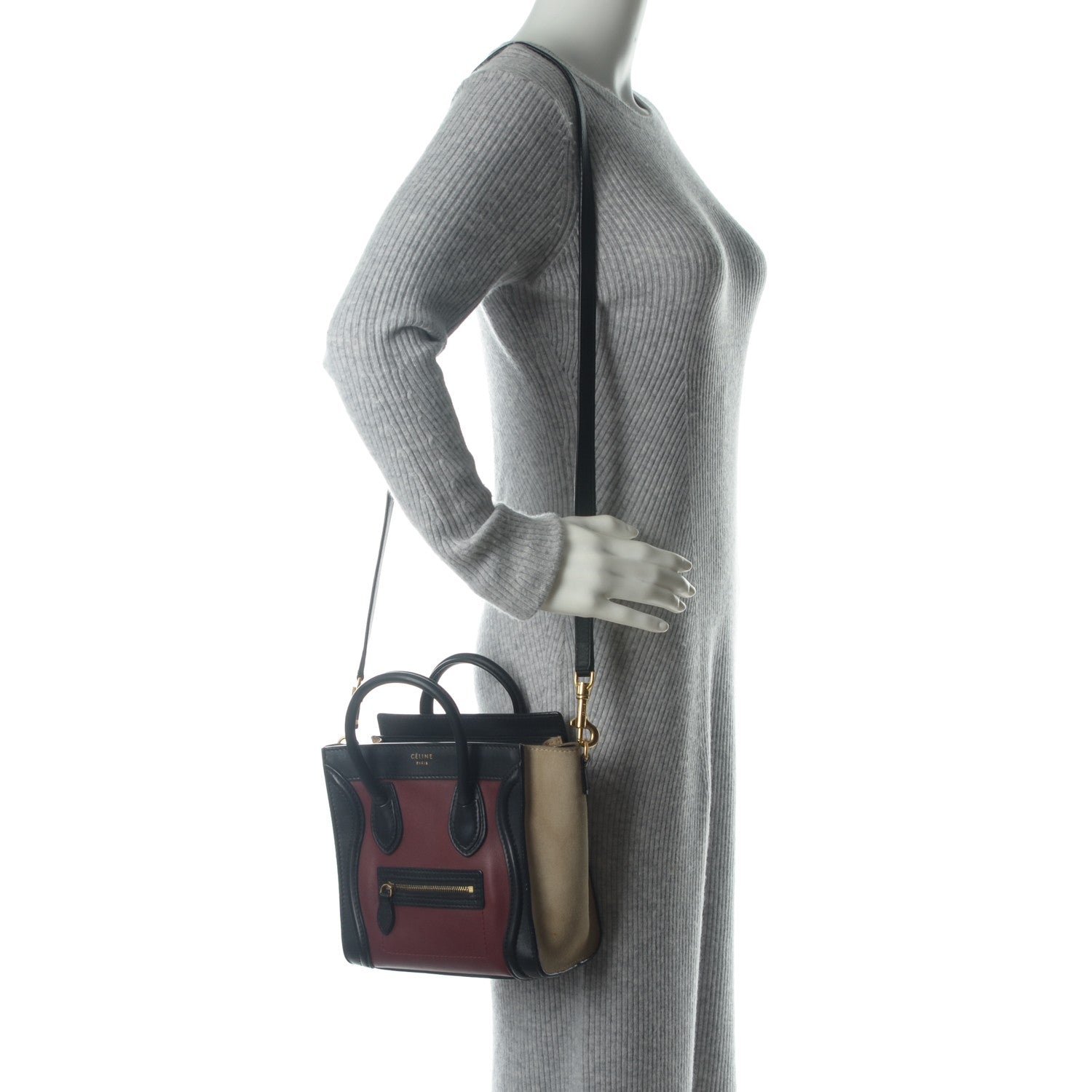 Celine Smooth Calfskin Suede Nano Tri-Color Luggage 2 of 7