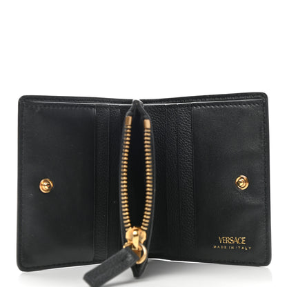 Versace Grained Calfskin Medusa Zip Card Holder Wallet Black 5 of 7