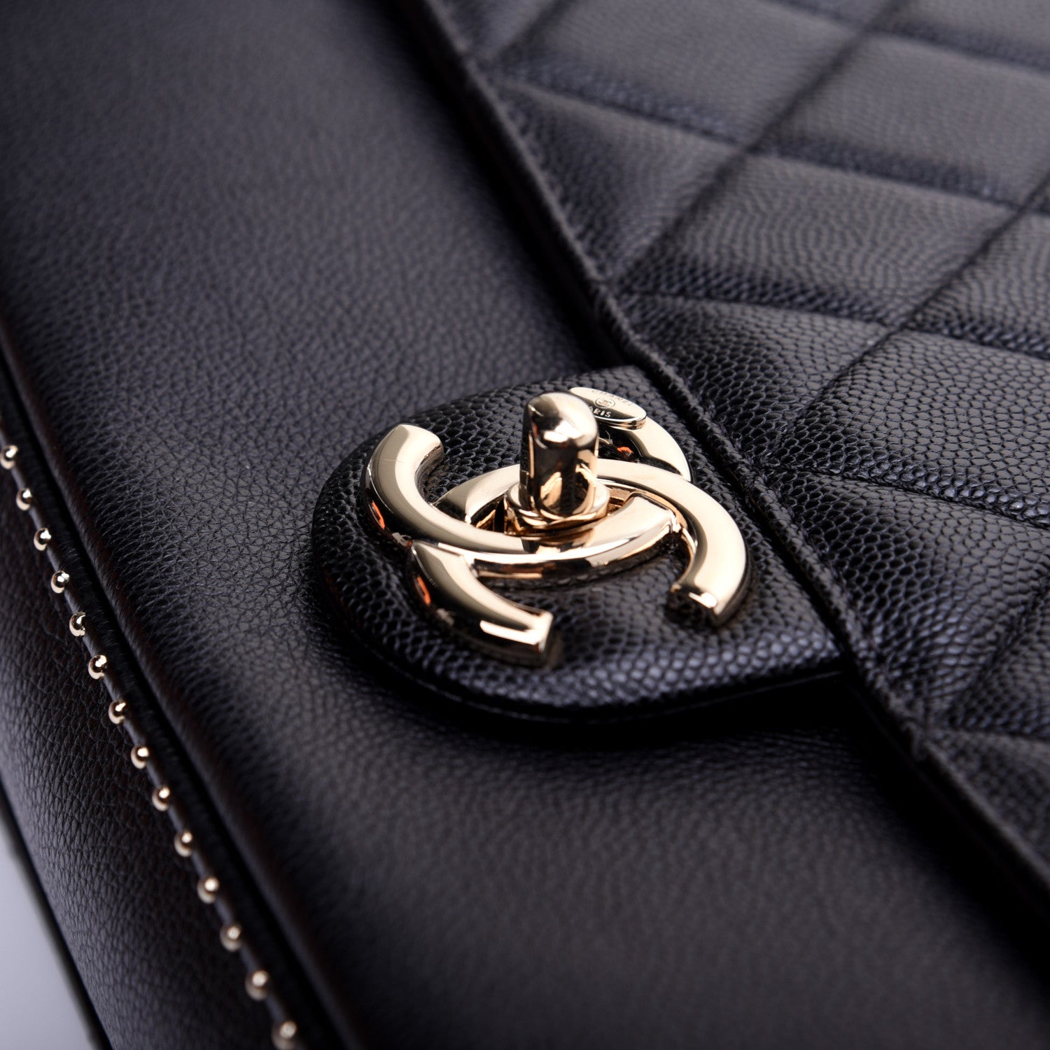 Chanel Caviar Quilted Large Studded Flap Black 10 of 13