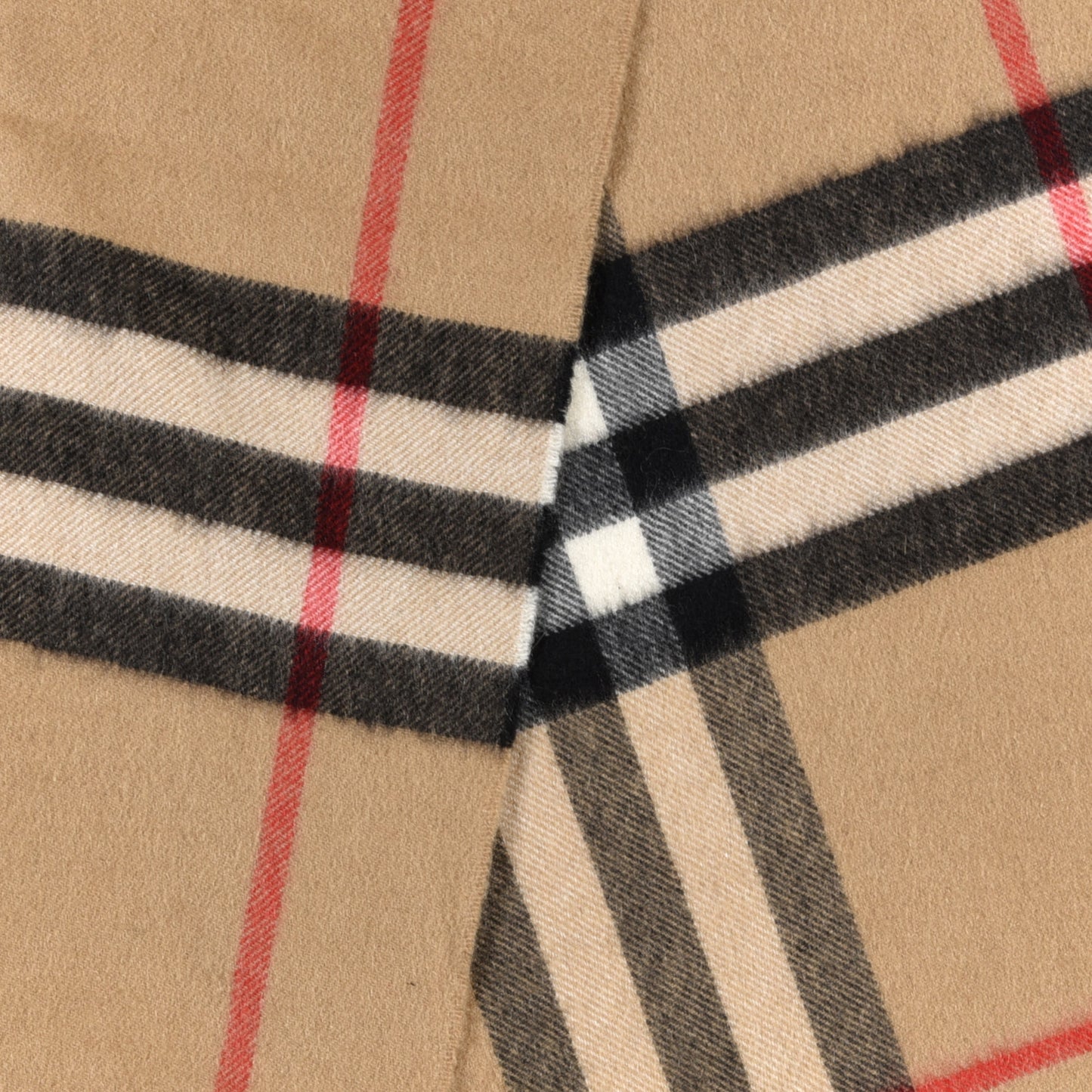 Cashmere Nova Check Fringe Scarf Camel