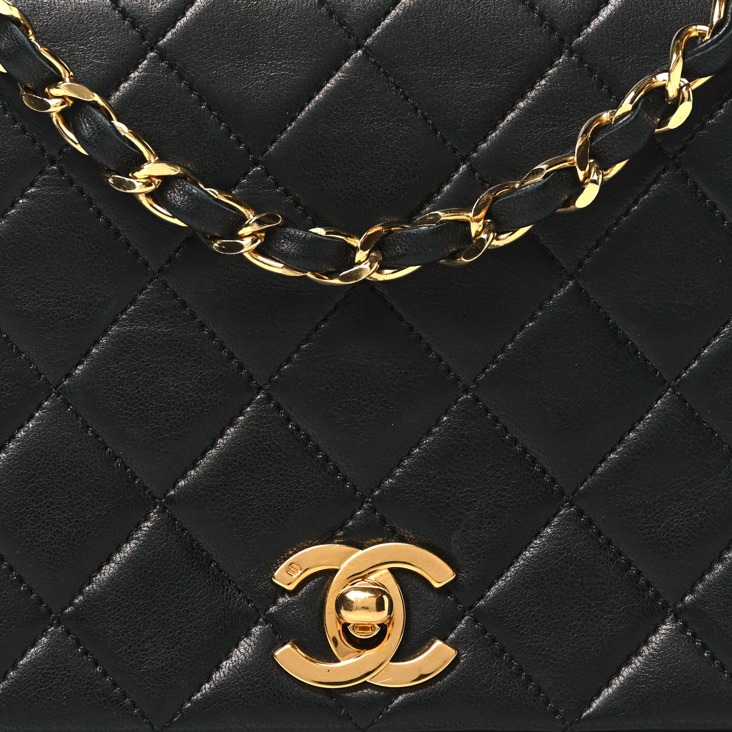 Lambskin Quilted Small Single Flap Black