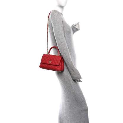 Chanel Caviar Lizard Embossed Quilted Mini Coco Handle Flap Red 2 of 11