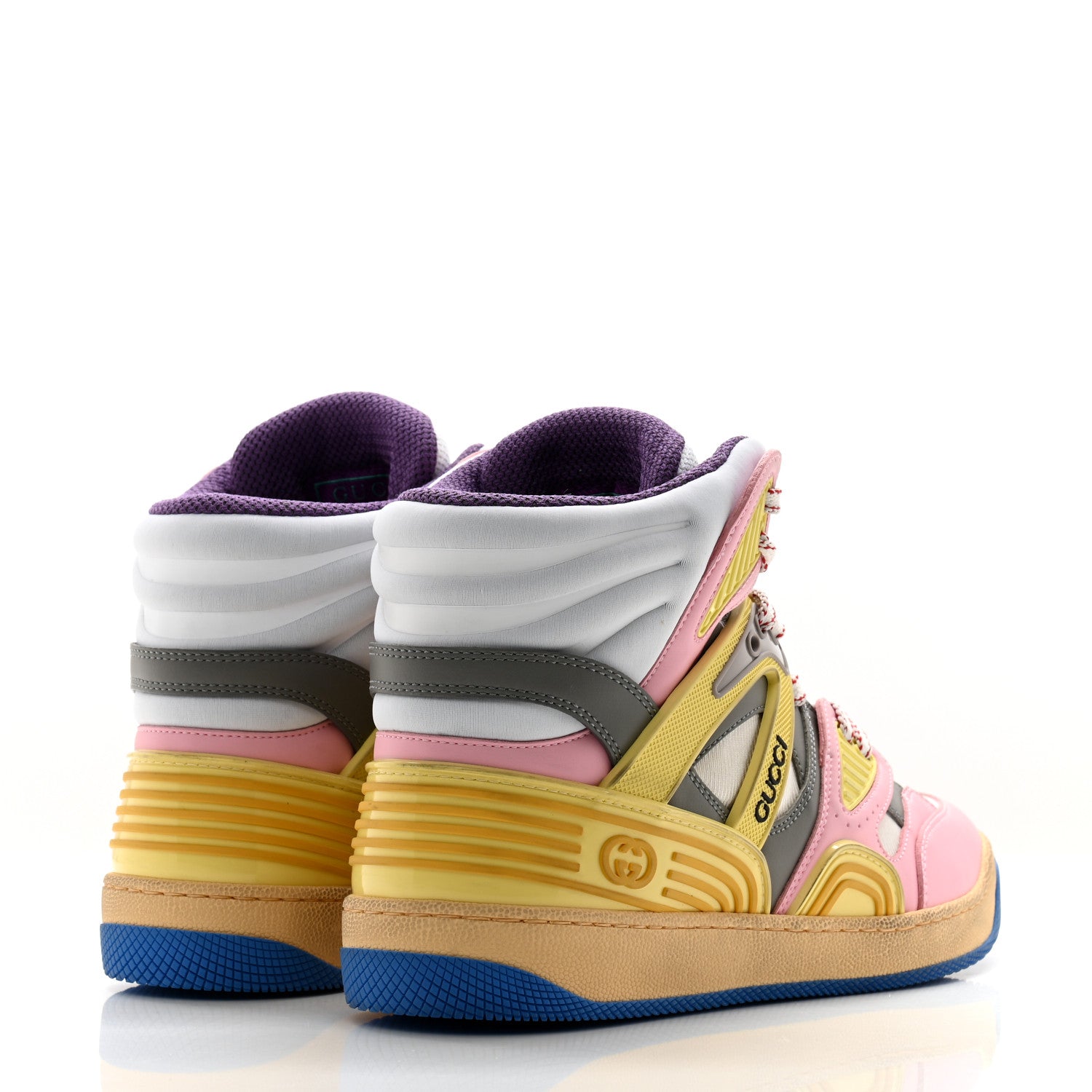 Gucci Demetra Womens Basket High Top Sneakers 37.5 Pink Purple White 4 of 8