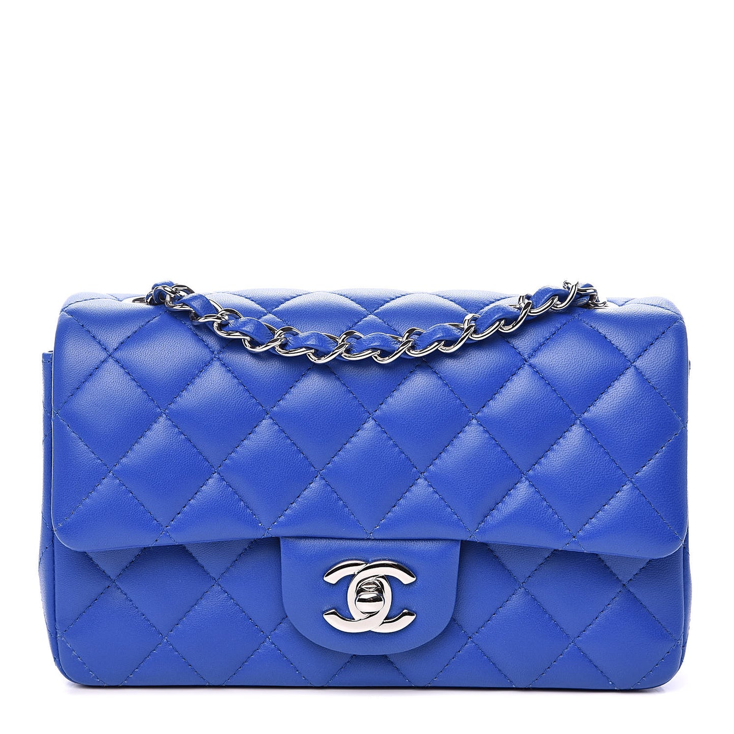 Lambskin Quilted Mini Rectangular Flap Royal Blue