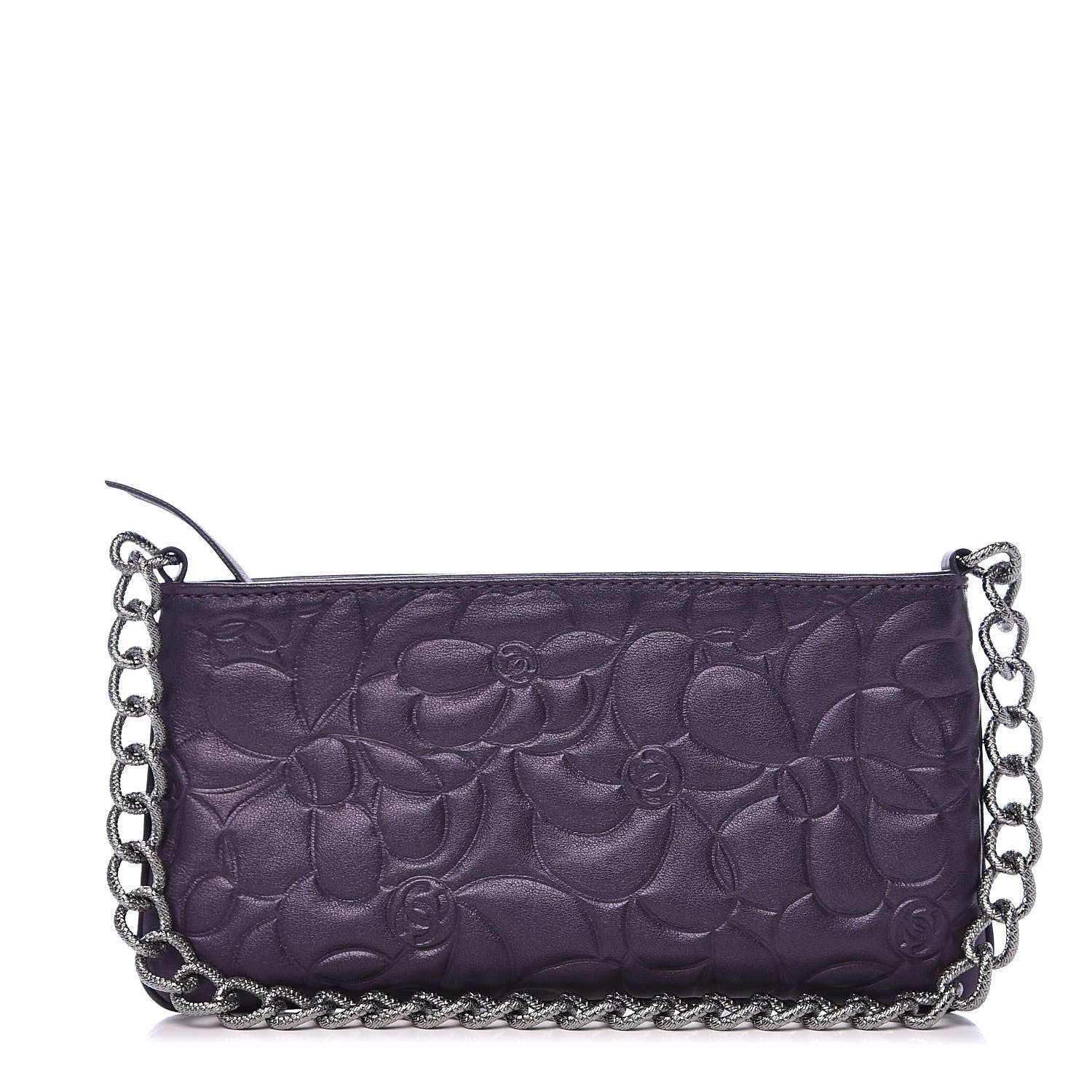 Chanel Lambskin Camellia Evening Bag Purple 1 of 7