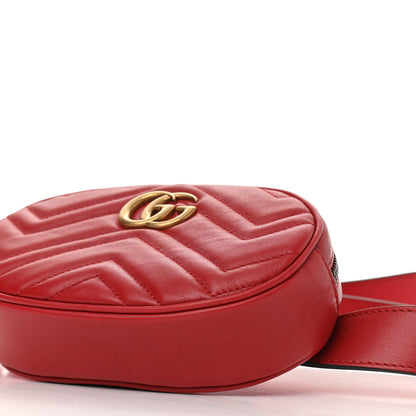 Gucci Calfskin Matelasse GG Marmont Belt Bag 85 34 Hibiscus Red 11 of 11