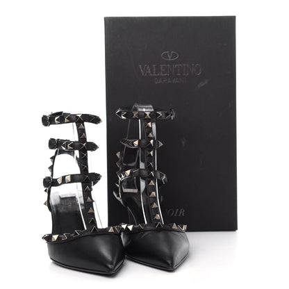 Valentino Garavani Nappa Rockstud Ankle Strap Low Heel Pumps 36.5 Black 10 of 10