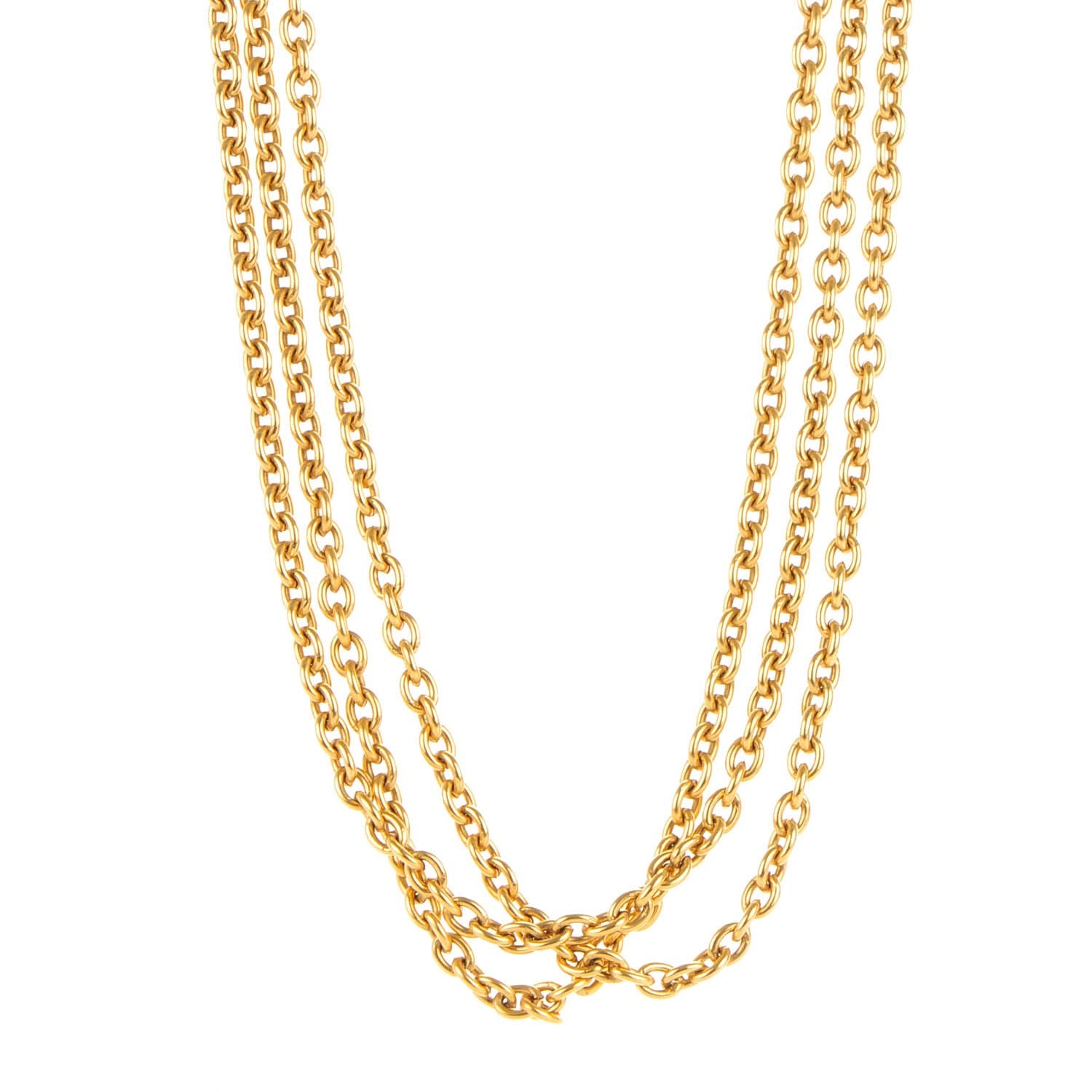 Chanel Triple Chain Long Necklace Gold 1 of 4