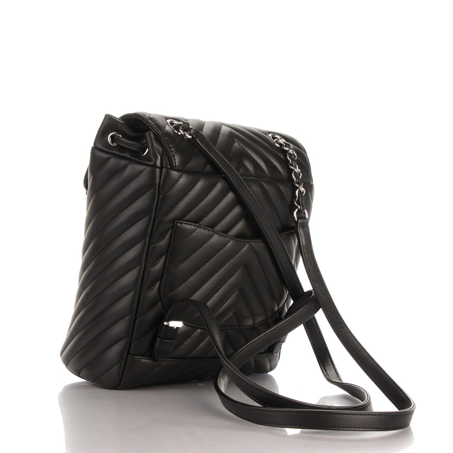 Chanel Calfskin Chevron Quilted Small Urban Spirit Backpack Black 3 of 8