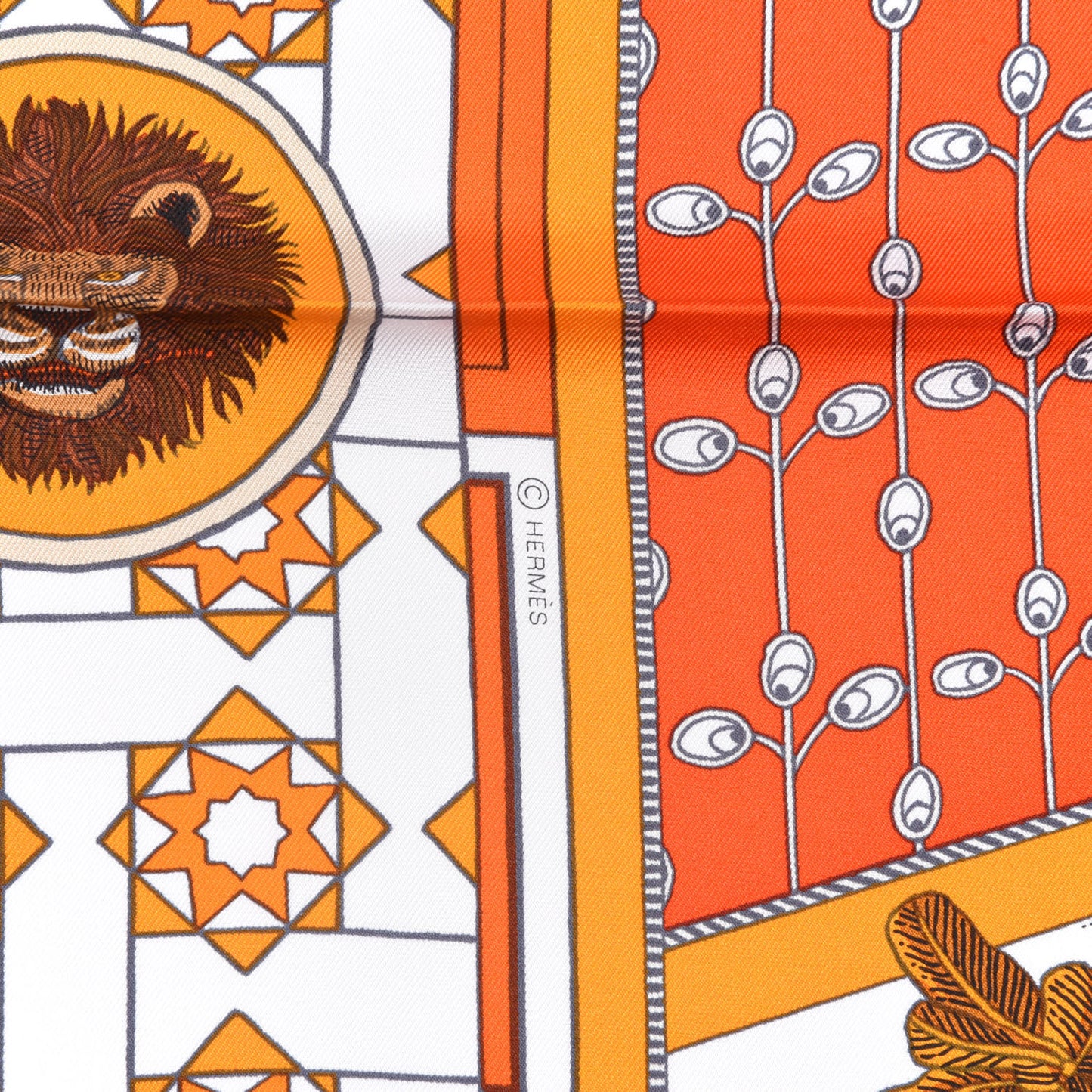 Silk La Danse Des Amazones Scarf 90 Orange Brun White