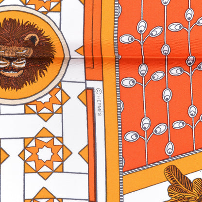 Hermes Silk La Danse Des Amazones Scarf 90 Orange Brun White 9 of 12