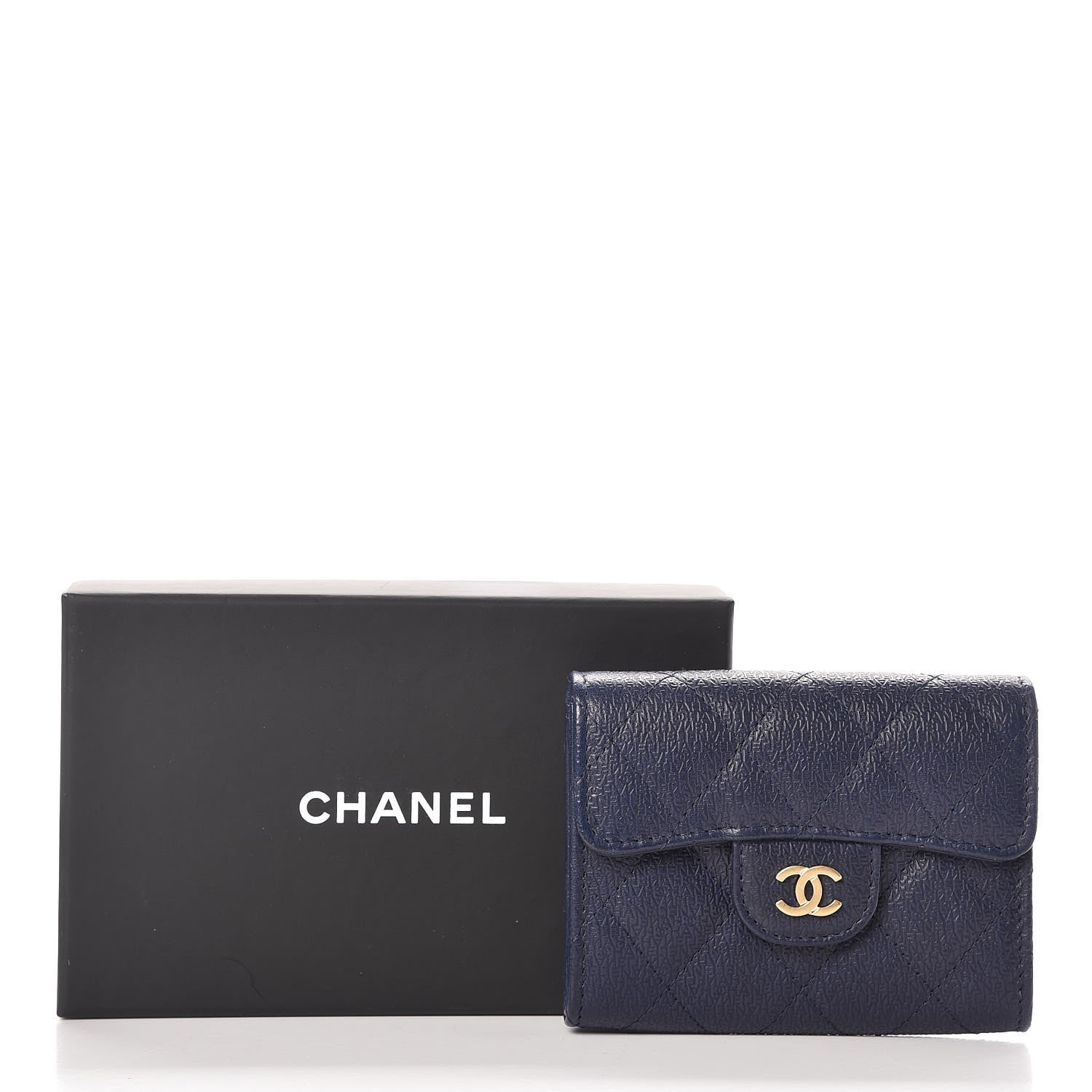 Chanel Letter Calfskin Embossed Quilted Card Holder Dark Blue 8 of 8