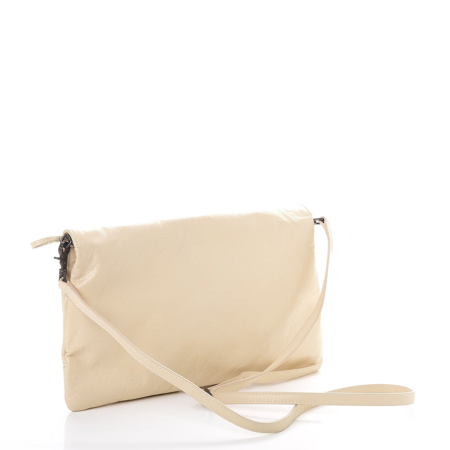 Agneau Classic Hardware Envelope Clutch Blanc Creme
