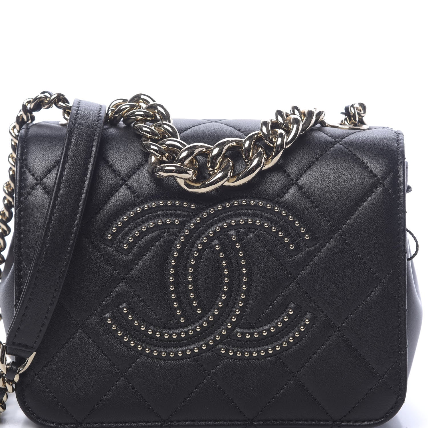 Chanel Lambskin Quilted Studded CC Flap Black 7 of 10