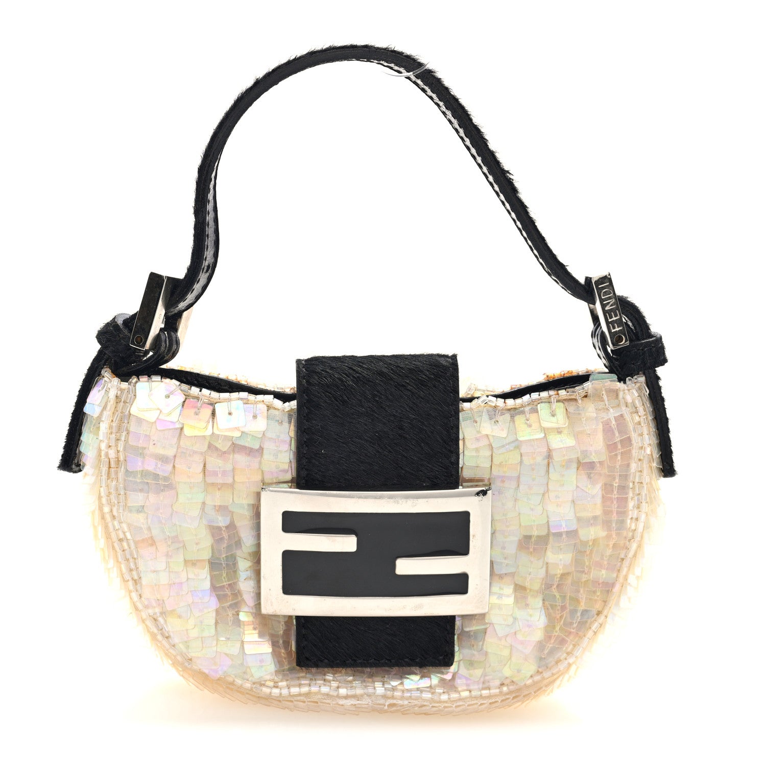 Fendi Sequin Paillettes Pony Hair Mini Half Moon Baguette Multicolor 1 of 9