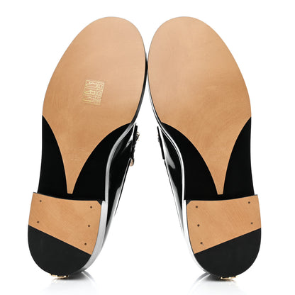 Chanel Shiny Calfskin Logo Loafers 36 Black 5 of 9
