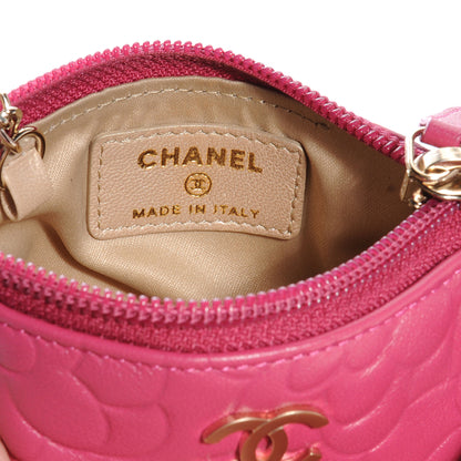 Chanel Lambskin Camellia Embossed Key Holder Case Fuchsia 7 of 8