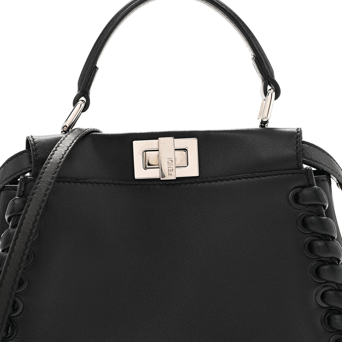 Nappa Lace Up Mini Peekaboo Iconic Satchel Black