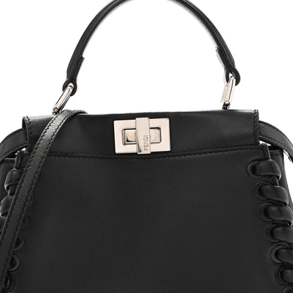 Fendi Nappa Lace Up Mini Peekaboo Iconic Satchel Black 8 of 14