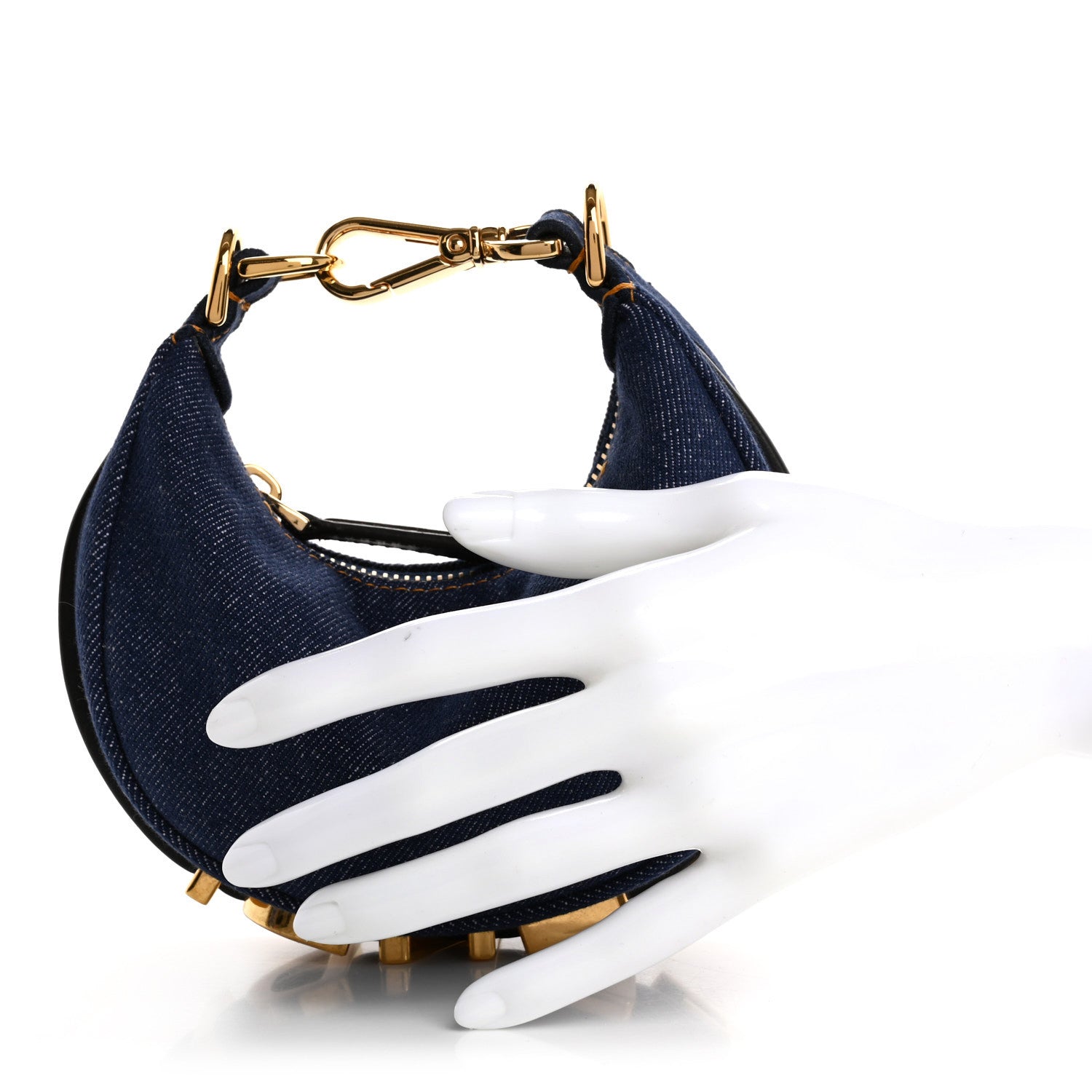 Fendi Denim Shiny Nappa Nano Fendigraphy Hobo Charm Blue Moro 2 of 9