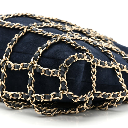 Chanel Suede Goatskin Large Shopping Chain Tote Navy Blue 8 of 9