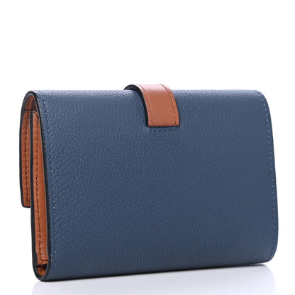 Loewe Grained Calfskin Small Vertical Wallet Steel Blue Tan 2 of 4