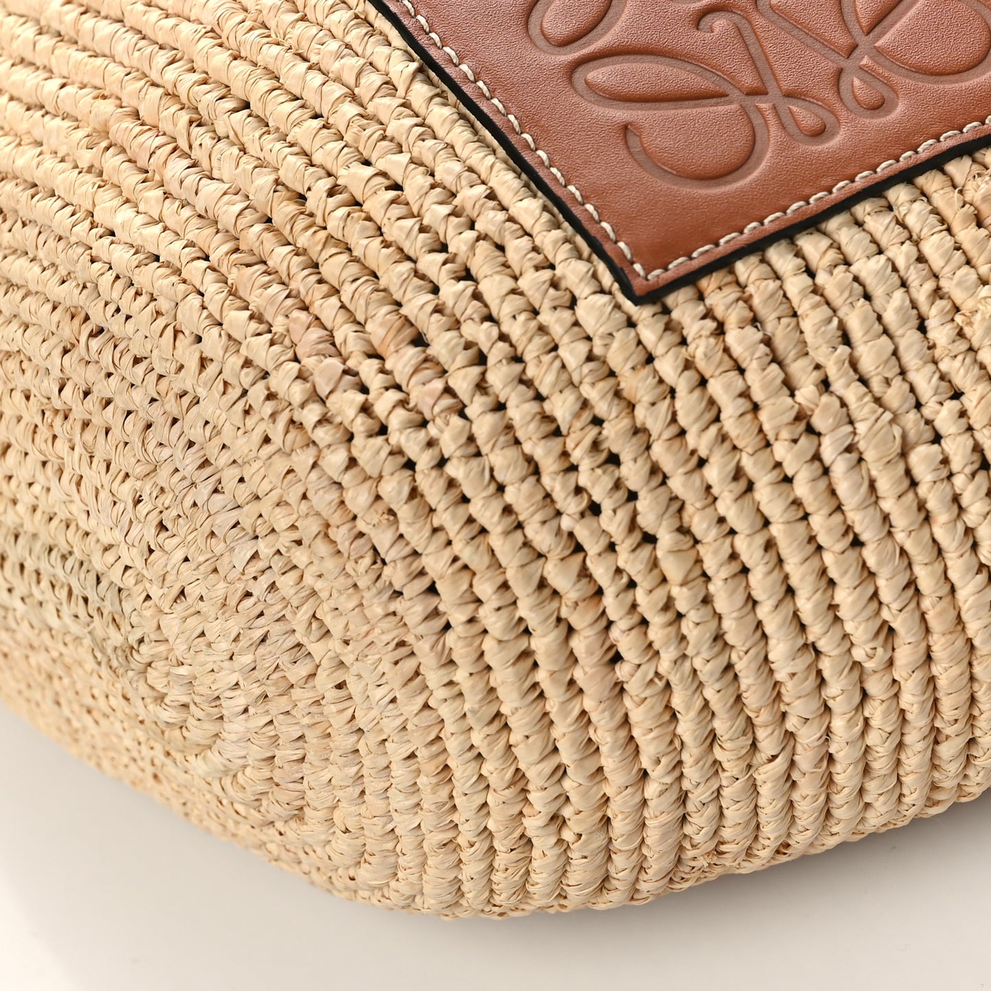 Calfskin Raffia Bucket Bag Natural Tan