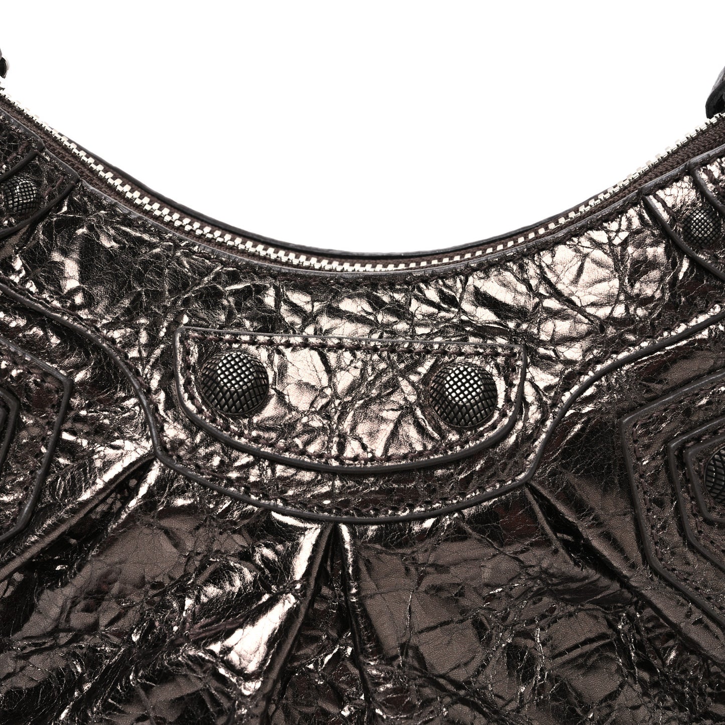 Metallic Agneau Arena Le Cagole Shoulder Bag XS Dark Bronze