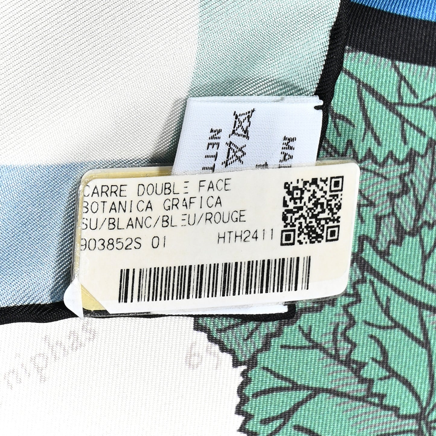 Silk Botanica Grafica Double Face Scarf 90 Blanc Bleu Rouge