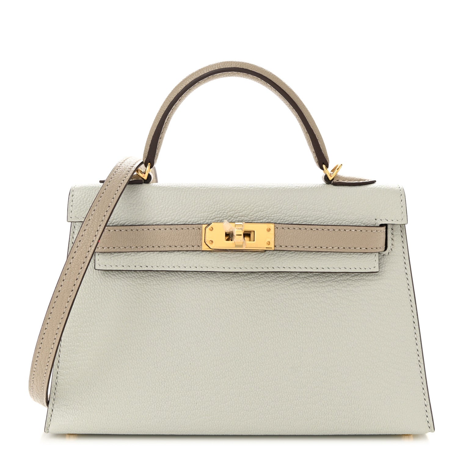 Hermes Chevre Mysore Horseshoe Mini Kelly Sellier 20 Gris Perle Gris Tourterelle 1 of 11