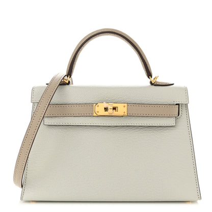 Hermes Chevre Mysore Horseshoe Mini Kelly Sellier 20 Gris Perle Gris Tourterelle 1 of 11