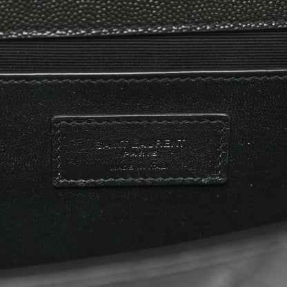 Saint Laurent Grain De Poudre Textured Mixed Matelasse Triquilt Medium Monogram Monochrome Satchel Black 6 of 10