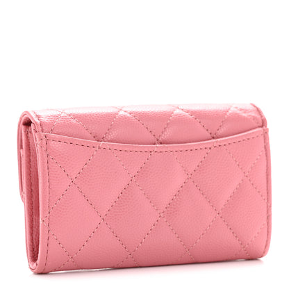 Chanel Caviar Quilted Flap Card Holder Wallet Pink 3 of 10