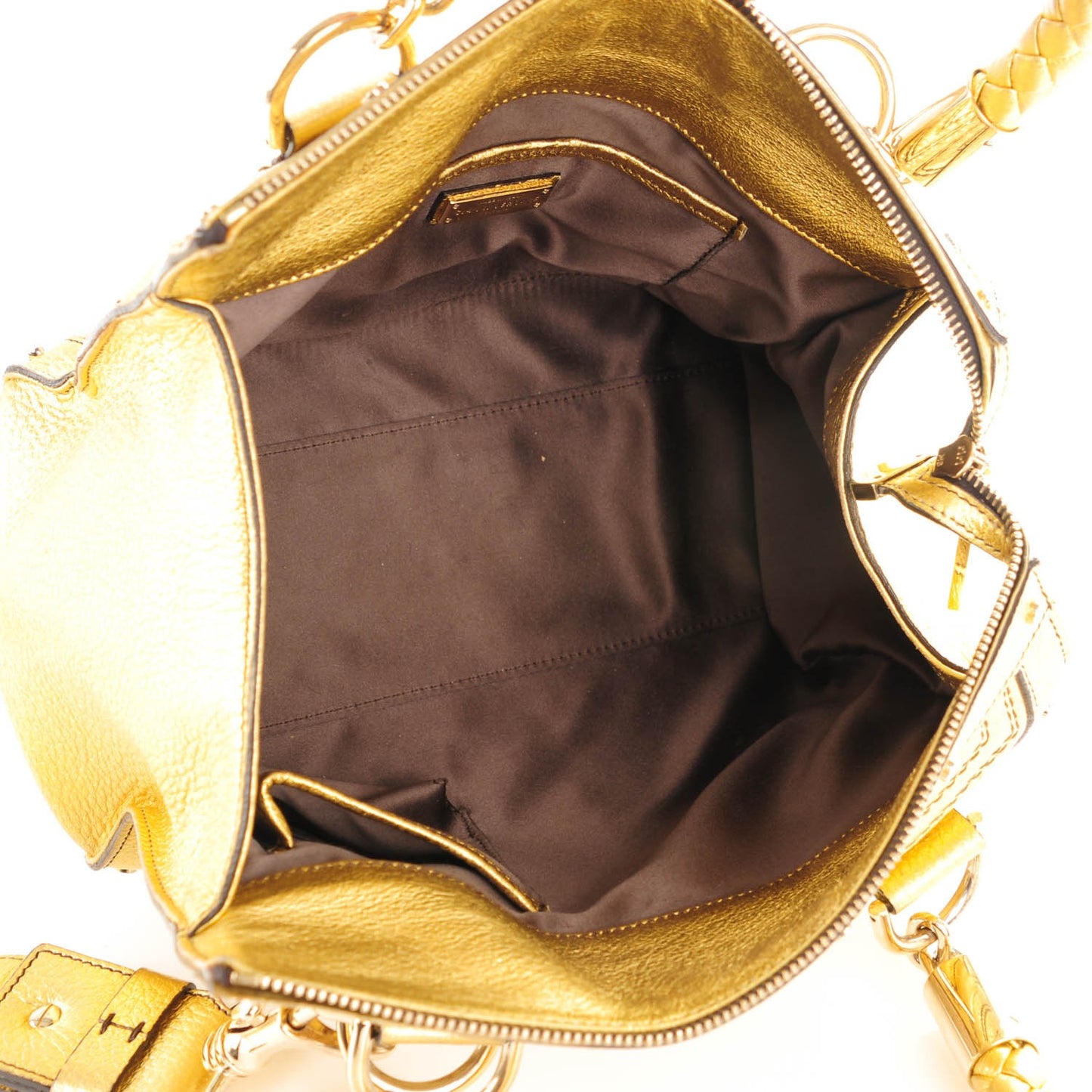 Metallic Calfskin Couture Shoulder Bag Gold